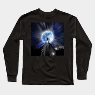 Nature's call, answered by adventure - man and moon Long Sleeve T-Shirt